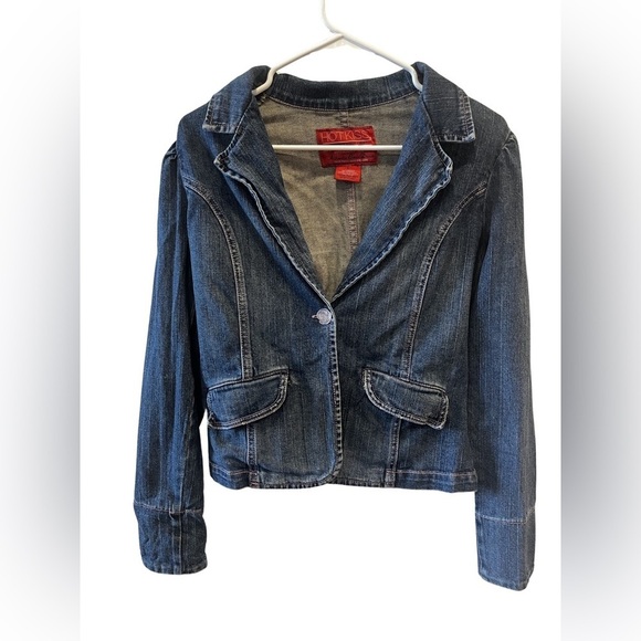 Hot Kiss Women's Collar Navy and Pink Denim Jean Button Jacket Size Large - Picture 10 of 15